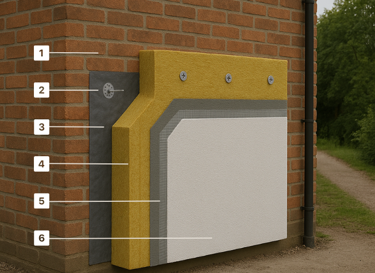 Schéma d'isolation thermique par l'extérieur